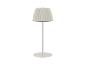 Witte vloerlamp met geplooide lampenkap.