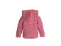 Roze gebreide kinderhoodie, van achteren gezien.