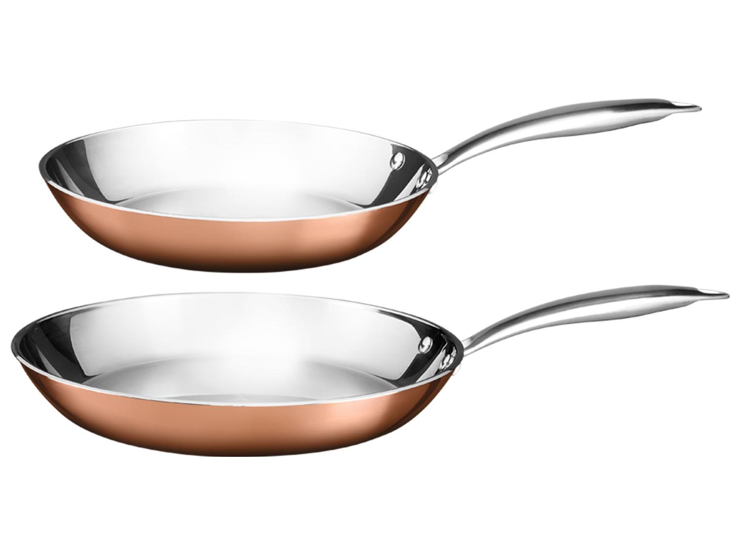 2-delige RVS koekenpannenset met koperlaag, Ø24 cm en Ø28 cm