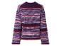 Een paarse gestreepte trui met lange mouwen.