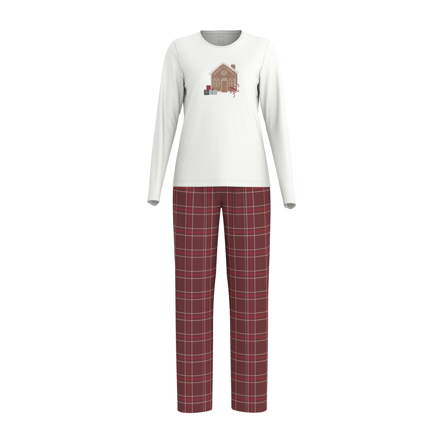 ESMARA Dames pyjama (Wit/rood, L (44-46))