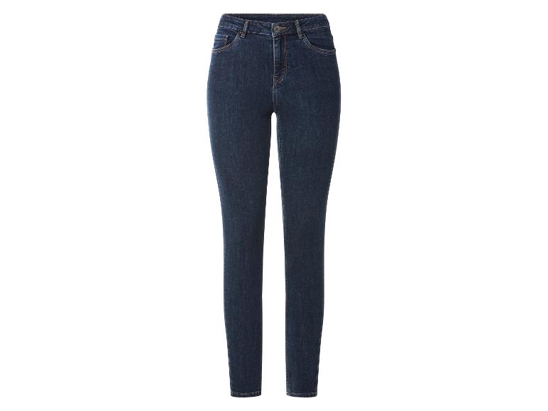 Donkerblauwe skinny jeans met hoge taille