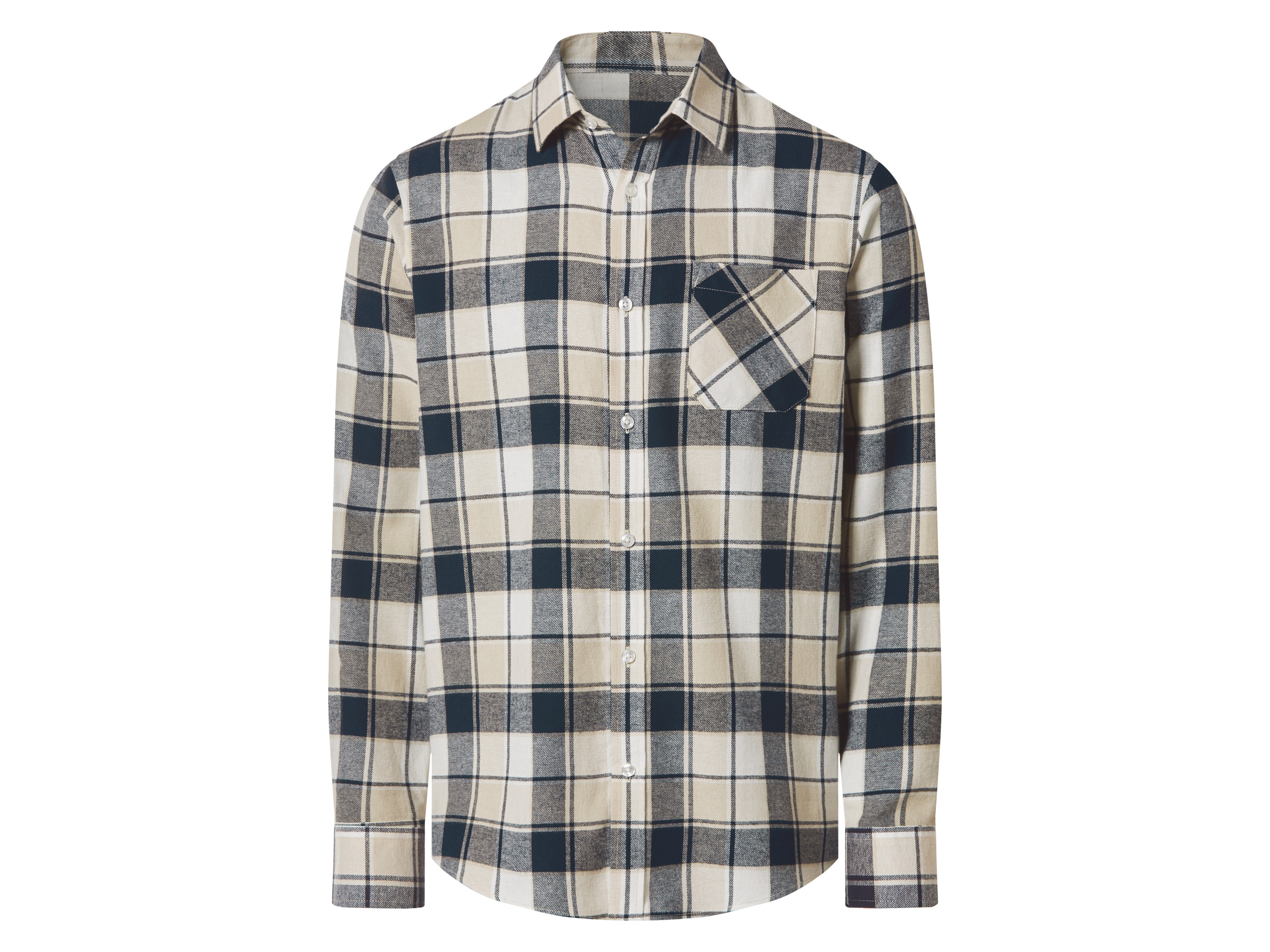 Esmara Men Flanellen heren overhemd (beige/geruit, L)