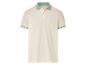 Beige polo shirt met contrasterende kraag.