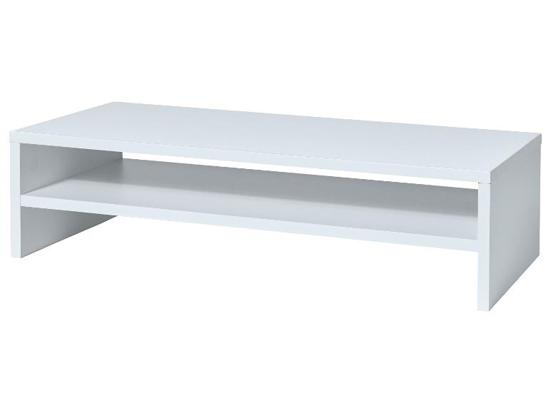 Witte monitorstandaard met plank