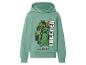 Groene hoodie met print van videogamepersonage en tekst 'CREEPER'.