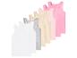Zeven dames tanktops in wit, grijs, beige, lichtroze en roze
