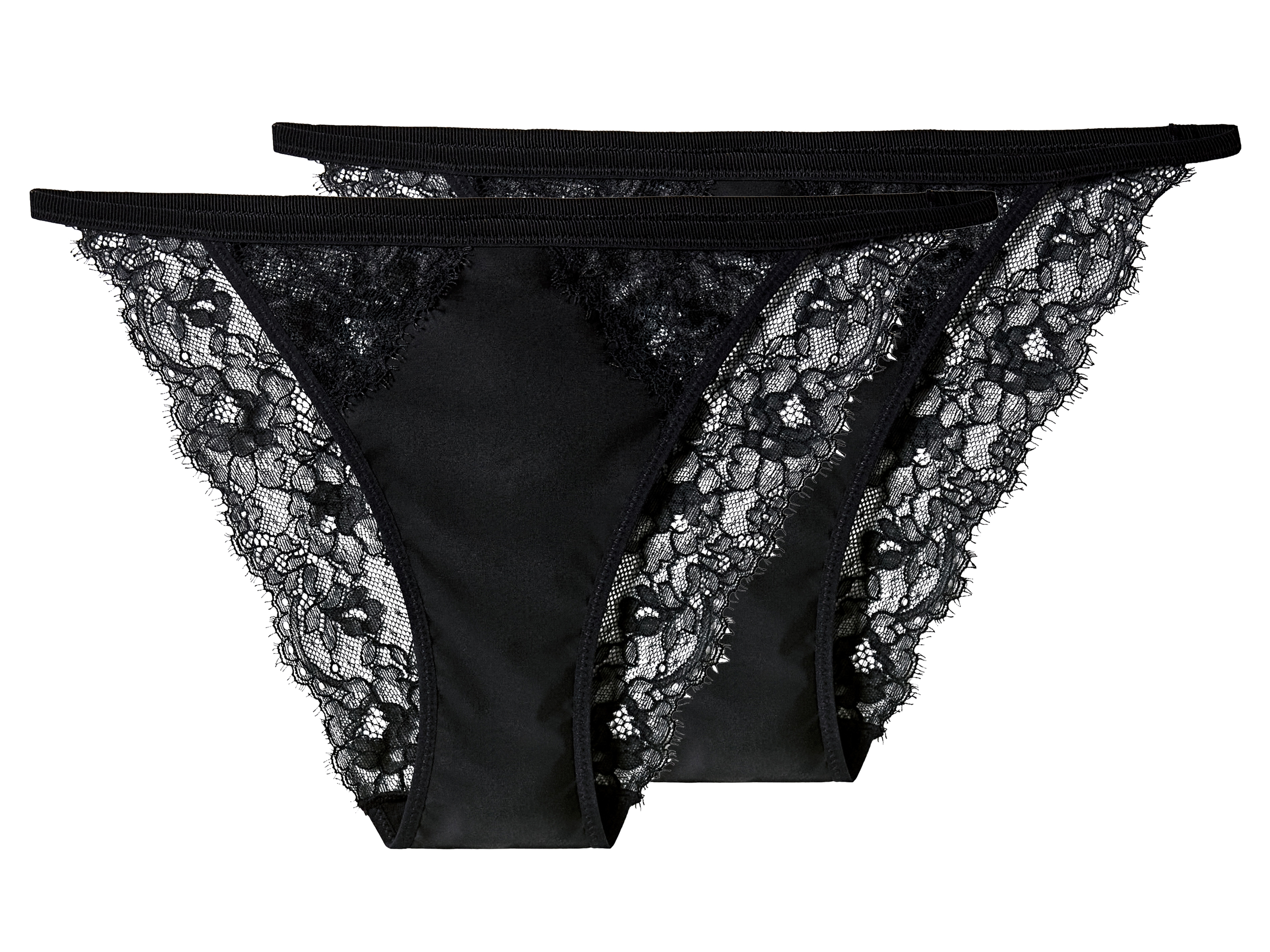 esmara Set van 2 dames slips (Zwart, XS (32/34))