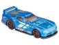 Een blauwe Hot Wheels Dodge Viper speelgoedauto.