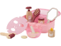 Speelgoed spa set met roze tas, gezichtsmasker, borstel, spiegel en crèmes.