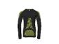Zwart thermoshirt met lange mouwen, groene accenten en een subtiel logo op de achterkant