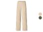 Beige geribbelde gebreide broek met elastische tailleband, met beige en olijfgroene kleuropties.