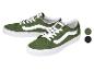 Groene lage sneakers met witte veters en strepen, witte zool