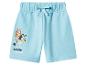 Blauwe kindershort met cartoonfigurenprint en de tekst 'Bluey & Bingo'.