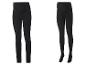 Zwarte legging en panty, voor- en achterkant.