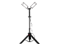 Zwart statief met twee heldere LED-bouwlampen en een snoer.