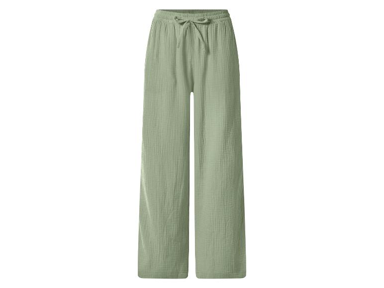 Lichtgroene wijde broek met trekkoord in de taille