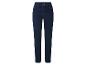 Donkerblauwe slim fit damesjeans met contrasterende stiksels.