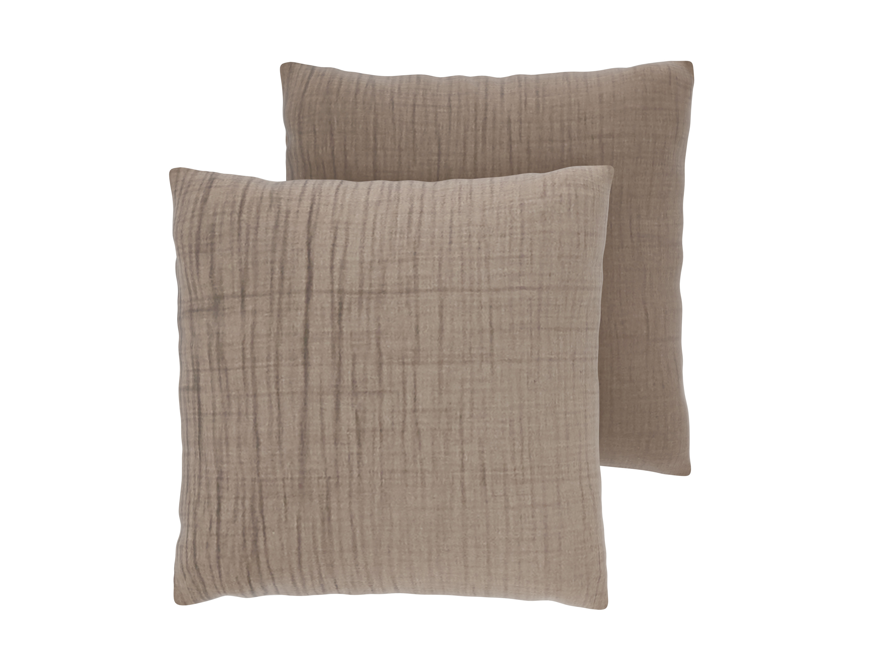 LIVARNO Set van 2 mousseline kussenslopen 50 x 60 cm (Bruin)