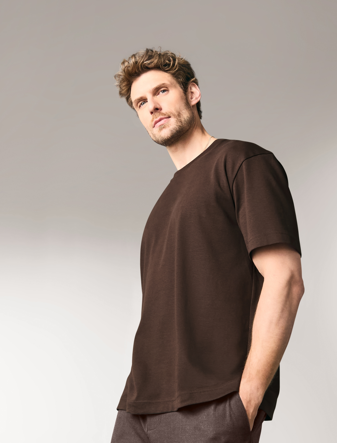 ESMARA MEN Heren oversized T-shirt (Bruin, M)