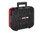 Zwarte en rode Parkside Performance gereedschapskoffer.