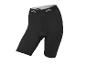 Zwarte fietsbroek met een grijs patroon op de tailleband.