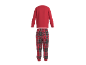 Rode pyjama met lange mouwen en geruite broek.