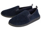 Twee paar blauwe pantoffels met een zachte voering.