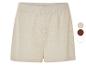 Beige gebreide shorts in verschillende kleuren.