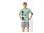 Mickey Mouse jongens pyjama: lichtgroen shirt en grijze short.