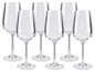 Zes glazen wijn, geschikt voor rode wijn.