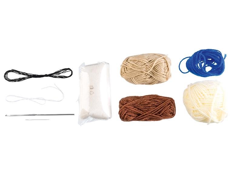 Haakset met garen in diverse kleuren, vulling en accessoires.