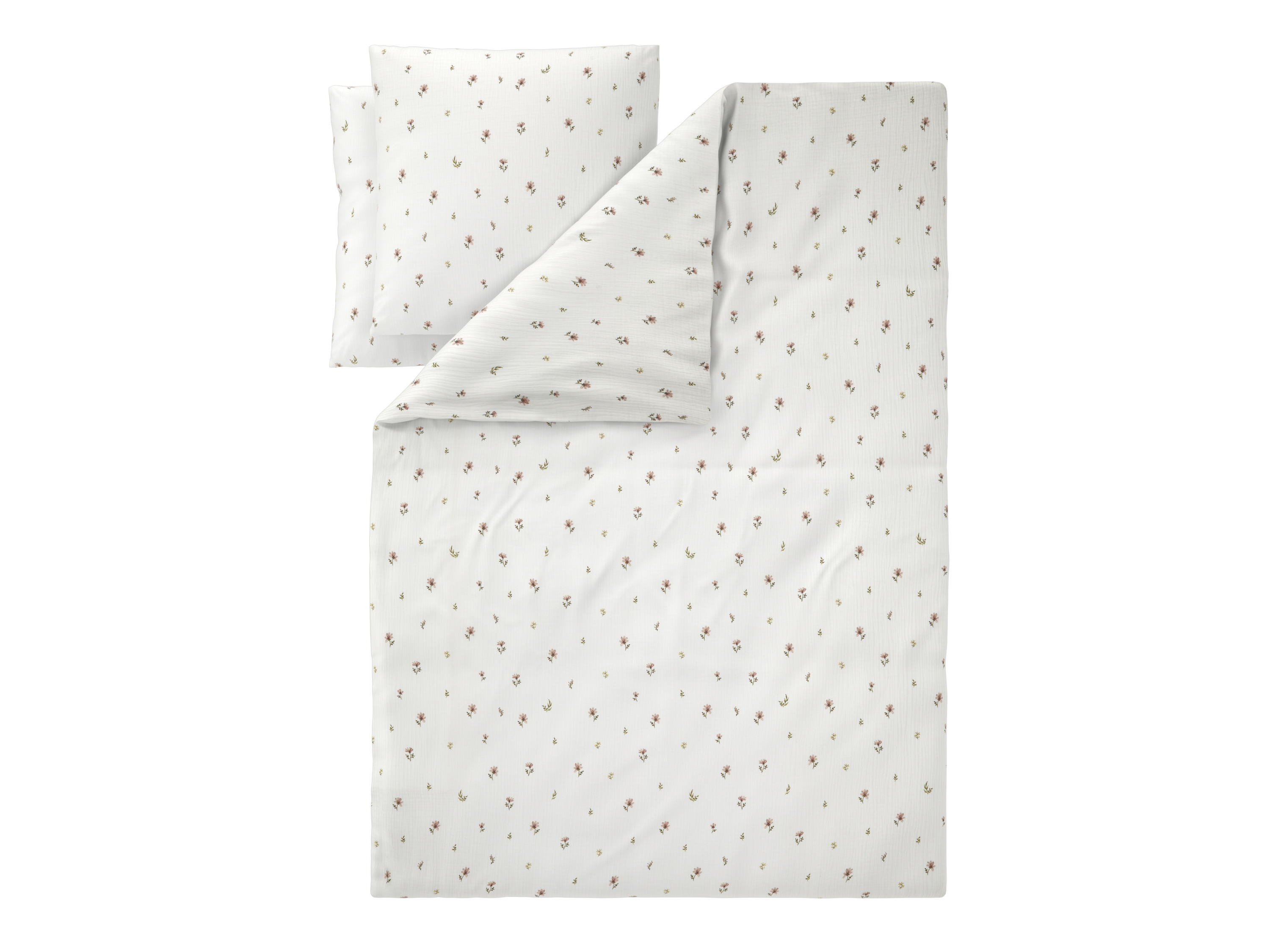 LIVARNO Mousseline dekbedovertrek 240 x 220 cm (Bloemen/wit)