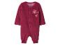 Frambooskleurige pluche baby romper met decoratieve bloemen
