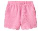 Roze shorts met gerimpelde taille en opengewerkt kant