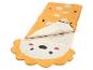 Kinder slaapzak, leeuw design, oranje met pootjes print.