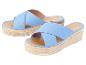 Lichte blauwe espadrilles met plateauzool, open teen.