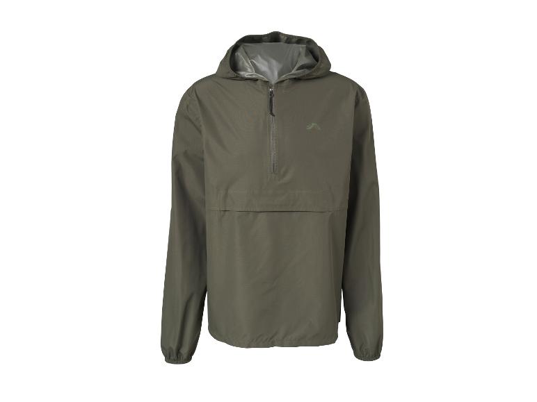 Khaki herenanorak met capuchon en korte rits.