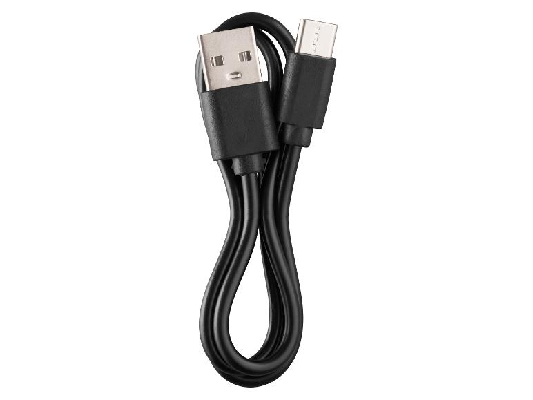 Zwarte USB-kabel met USB-A en USB-C connectoren.