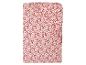 Hoeslaken voor babybedje met bloemenpatroon in roze en bruine tinten.