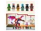Lego Ninjago minifiguren en een grote rode en paarse draak met een geketende structuur.