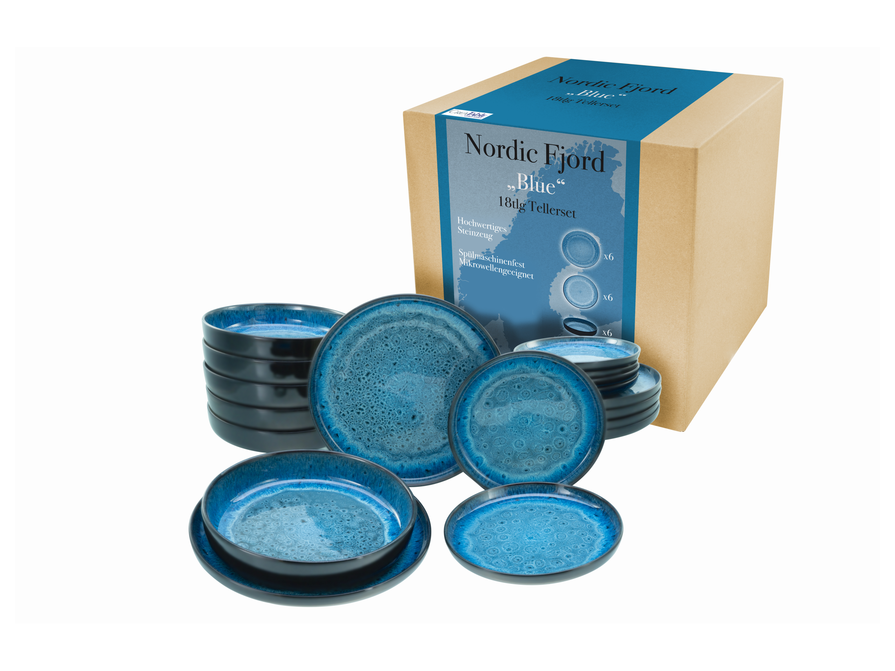 CREATABLE Serviesset Nordic Fjord (18-delige bordenset, blauw)