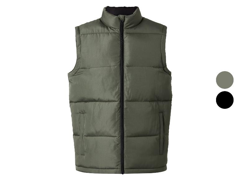 Groene en zwarte heren puffer vest.