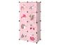 Roze modulaire opbergkast met bosdieren en natuurlijke motieven.