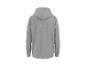 Grijze hoodie met capuchon, achterkant.