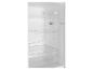 Open koelkast met lege planken en instructies voor temperatuurregeling.