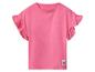 Roze meisjes T-shirt met ruchesmouwen en vlinderlabel