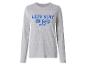 Grijs shirt met lange mouwen met de tekst 'LETS STAY IN BED (FOREVER)'.