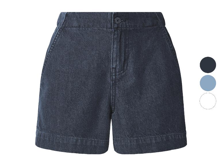 Donkerblauwe dames denim shorts met knoop en zakken