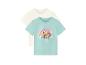 Twee kinder-T-shirts, één crème en één lichtblauw met een Paw Patrol Skye-print.